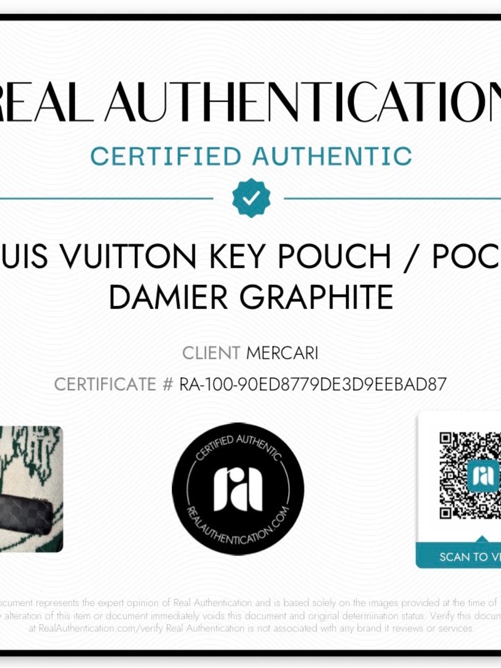 Louis Vuitton Damier Graphite Key Pouch and Certificate of Authenticity - Picture 11 of 11